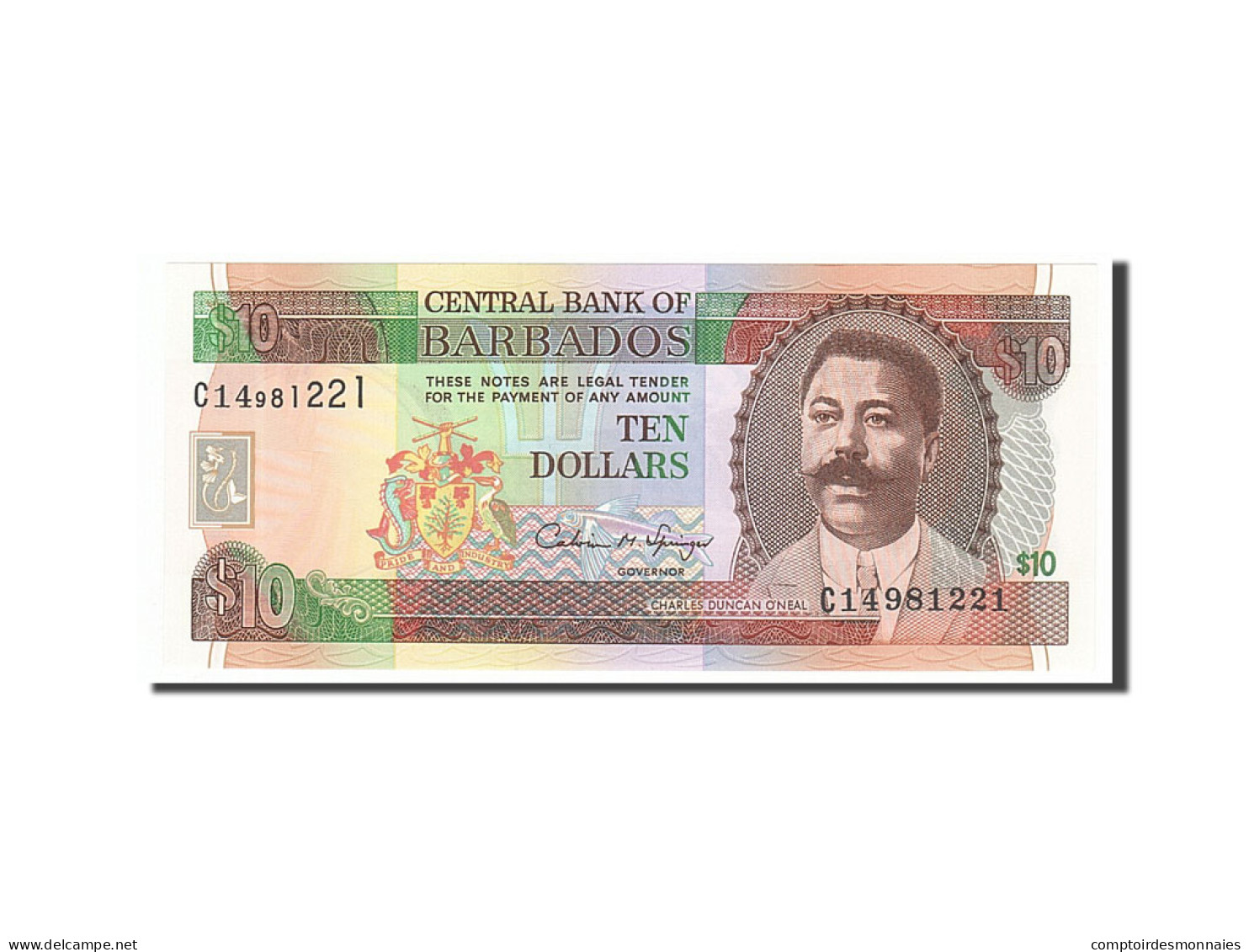 Billet, Barbados, 10 Dollars, 1995, NEUF - Barbades