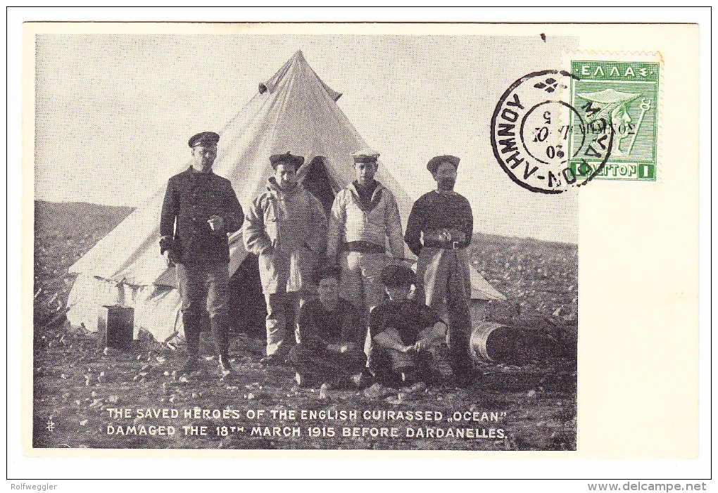 AK - Griechenland - 1915 Foto Geretete Schiffs Crew Des Britischen Kriegsmarine  "Ocean" In Den Dardanellen - Grèce