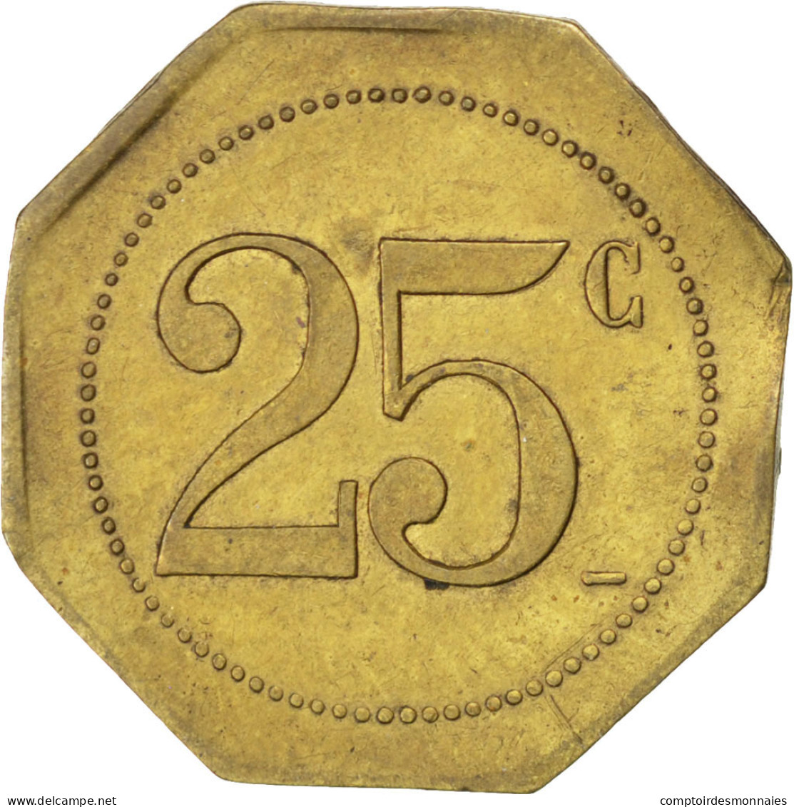 Monnaie, France, 25 Centimes, TTB, Laiton, Elie:20.3 - Monétaires / De Nécessité