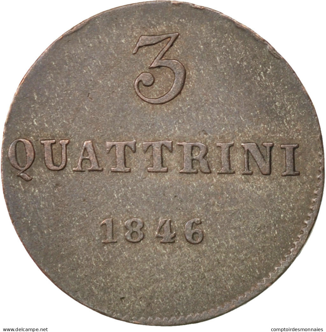 Monnaie, États Italiens, TUSCANY, Leopold II, 3 Quattrini, 1846, TTB+, Cuivre - Toscana