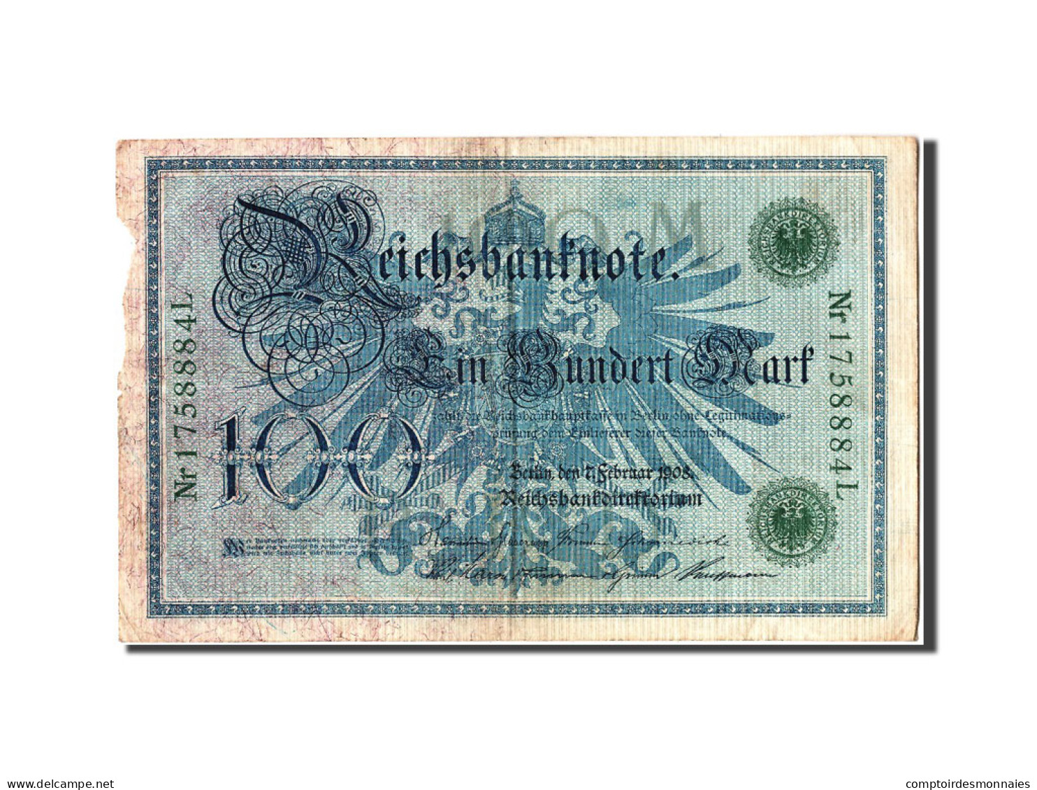 Billet, Allemagne, 100 Mark, 1908, 1908-02-07, B+ - 100 Mark