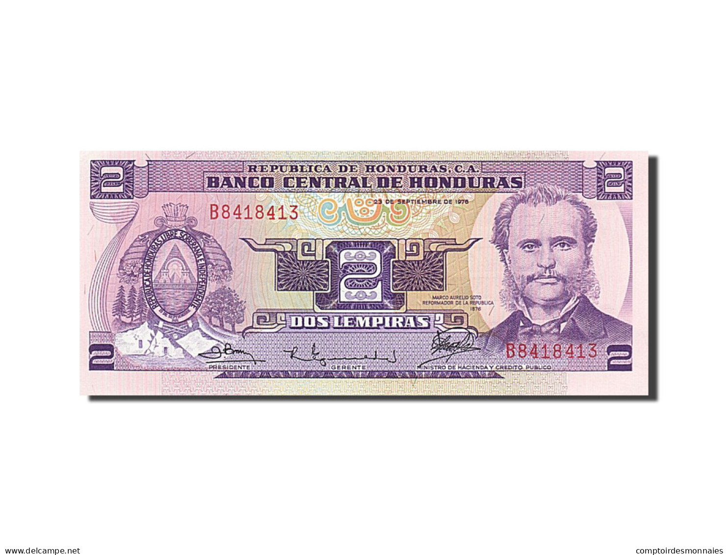 Billet, Honduras, 2 Lempiras, 1976, 1976-09-23, NEUF - Honduras