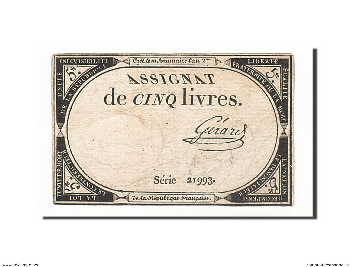 Billet, France, 5 Livres, 1793, GÃ©rard, TB, KM:A76, Lafaurie:171 - Assignats & Mandats Territoriaux