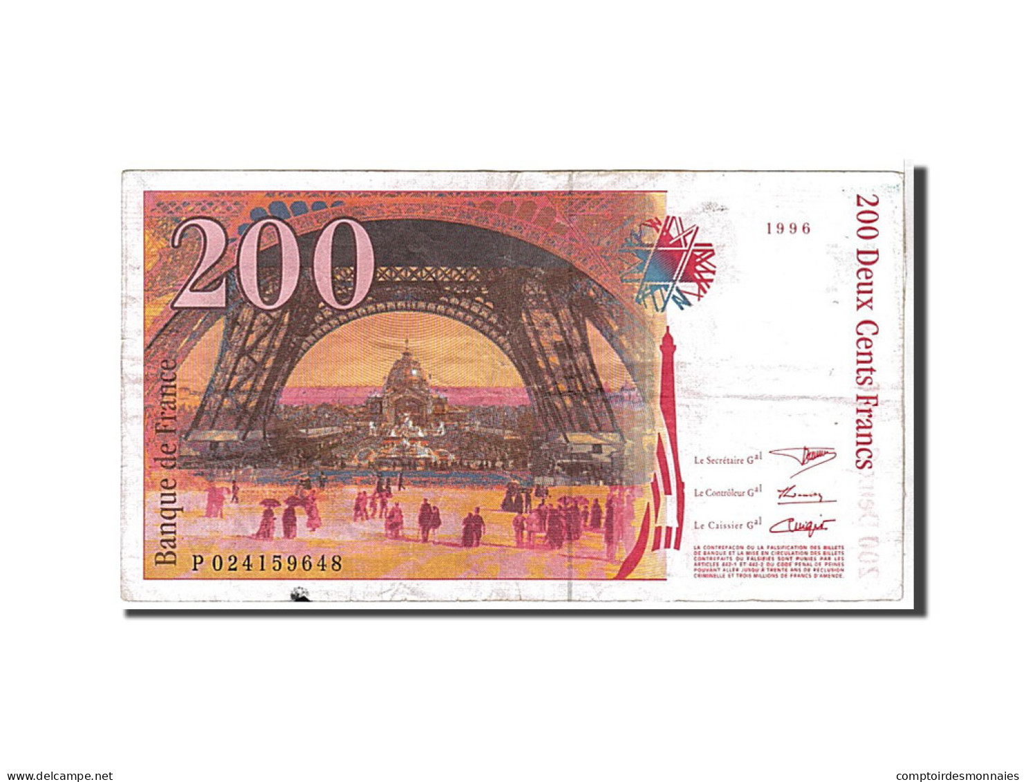 Billet, France, 200 Francs, 200 F 1995-1999 ''Eiffel'', 1996, TTB, Fayette:75.2 - 200 F 1995-1999 ''Eiffel''