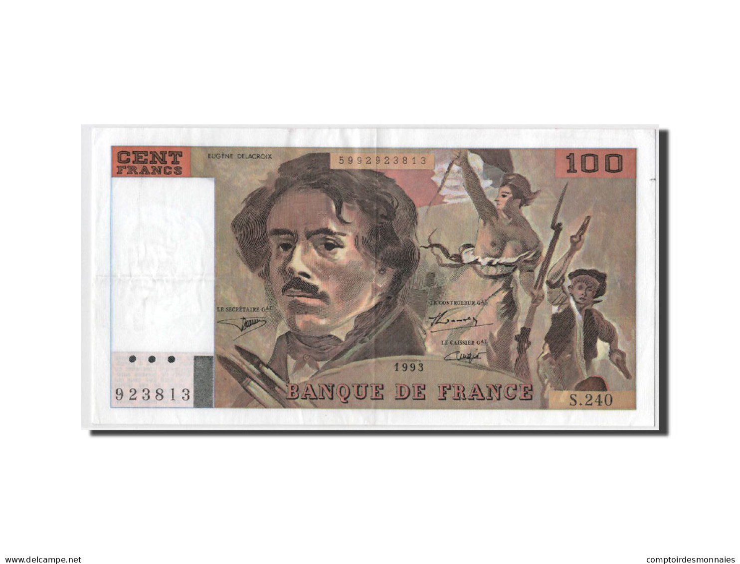 Billet, France, 100 Francs, 100 F 1978-1995 ''Delacroix'', 1993, TTB+ - 100 F 1978-1995 ''Delacroix''