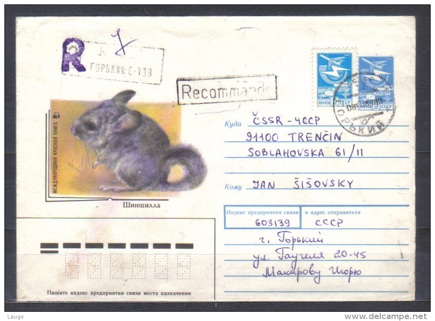 Russia Postal Stationery  Cover  WWF Chinchilla  Posted 1989 To Czechoslovakia - Briefe U. Dokumente