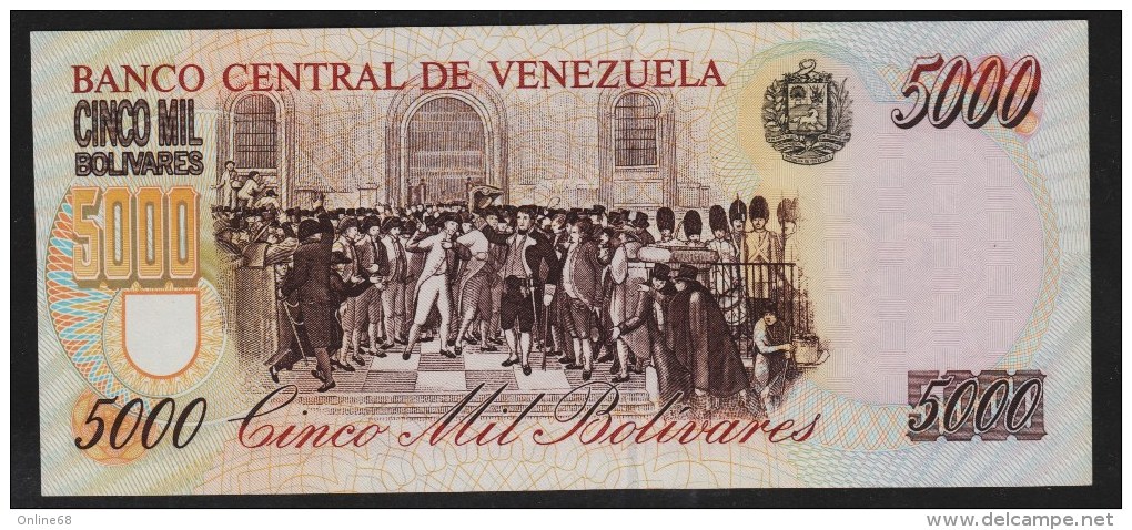 VENEZUELA  5000 Bolívares  06.08.1998 Serie F 235553789  P# 78c  UNC  Simón Bolívar - Venezuela