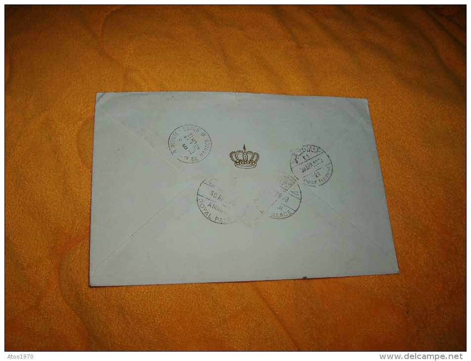 ENVELOPPE UNIQUEMENT DE 1970. / JORDANIE ROYAL PALACE R. N°113 POUR MONTE CARLO MONACO / CACHETS + TIMBRES - Jordanien