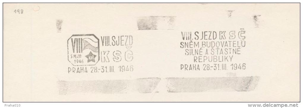 J0772 - Czechoslovakia (1948-75) Control Imprint Stamp Machine (RR!): VIII. Congress Of Communist Party Czechoslov. 1946 - Proofs & Reprints