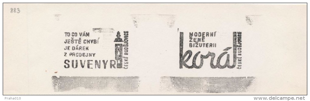 J0773 - Czechoslovakia (1948-75) Control Imprint Stamp Machine (RR!): Modern Jewelry Woman "beads", Ceske Budejovice - Ensayos & Reimpresiones