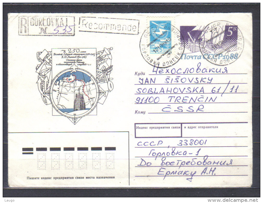 Russia Postal Stationery  Cover  250th Anniversary Laptev  Arctic Expedition    Posted 1988  To Czechoslovakia - Events & Gedenkfeiern