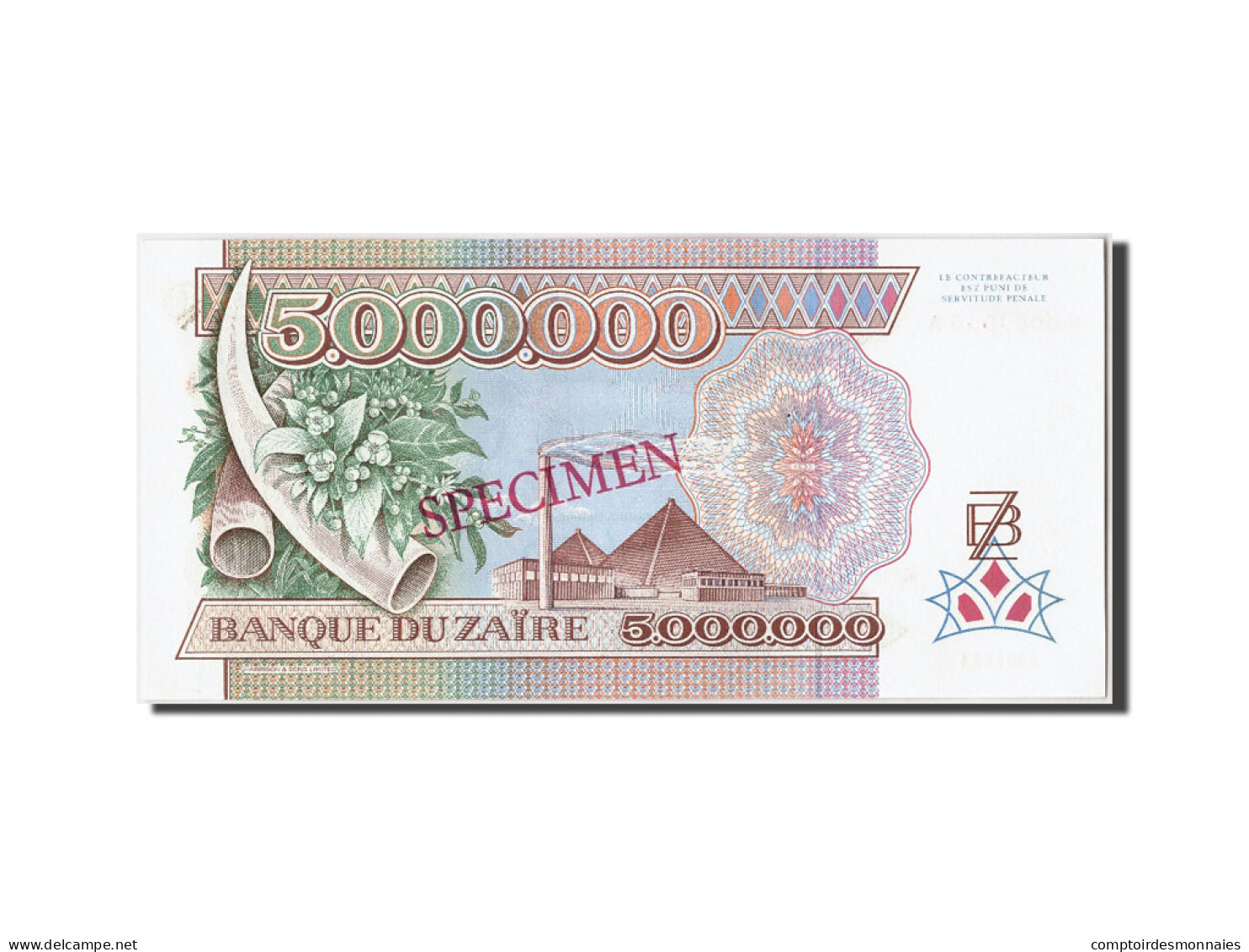 Billet, Zaïre, 5,000,000 Zaïres, 1992, 1992-10-01, NEUF - Zaïre
