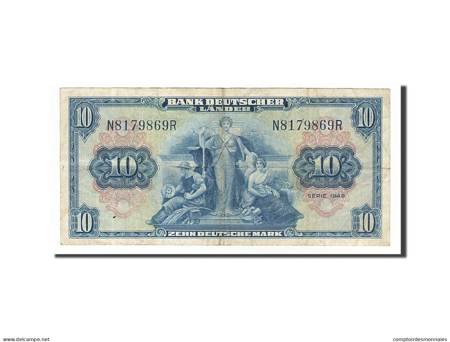 Billet, République Fédérale Allemande, 10 Deutsche Mark, 1949, 1949-08-22 - 10 Deutsche Mark