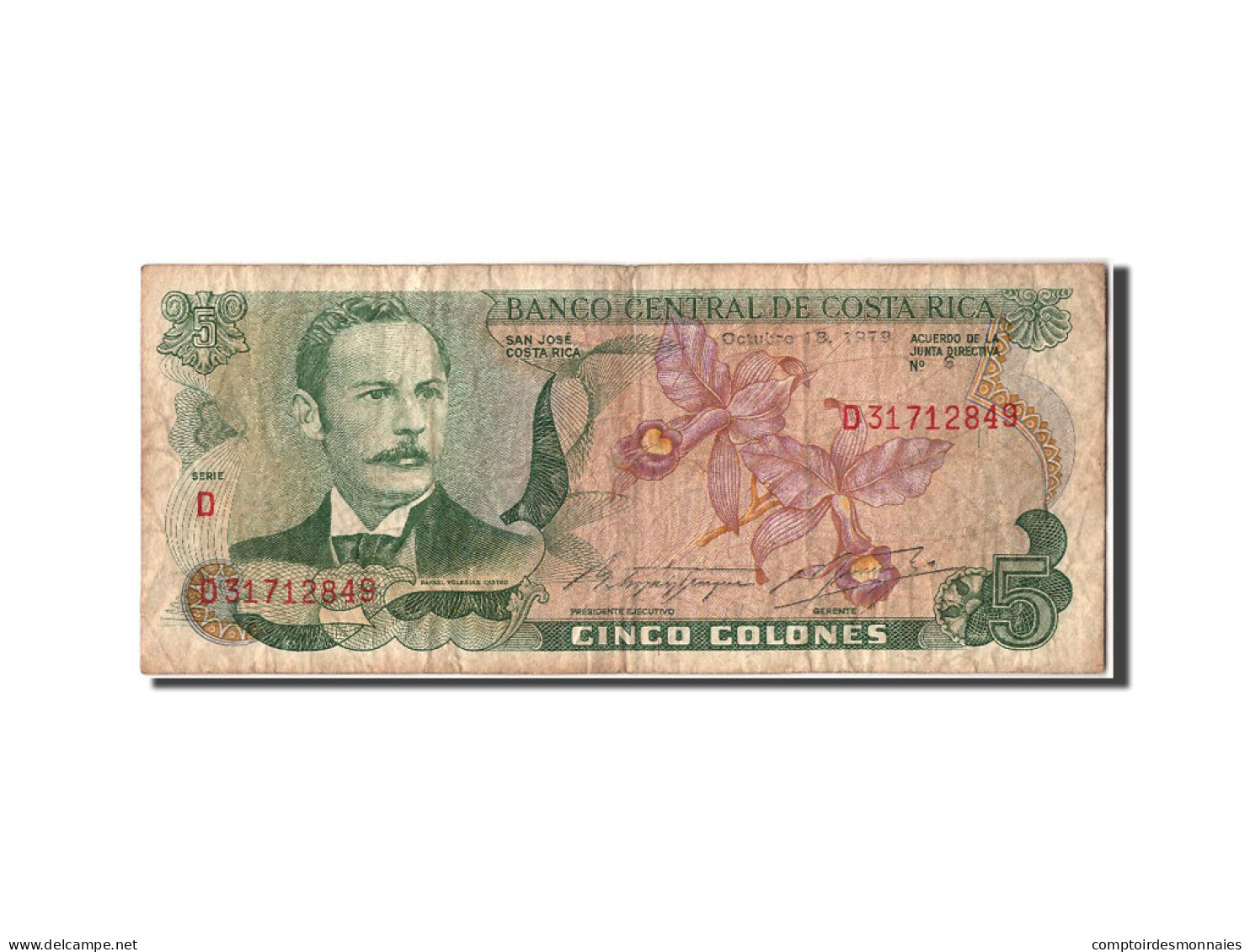 Billet, Costa Rica, 5 Colones, 1979, 1979-08-18, TB+ - Costa Rica