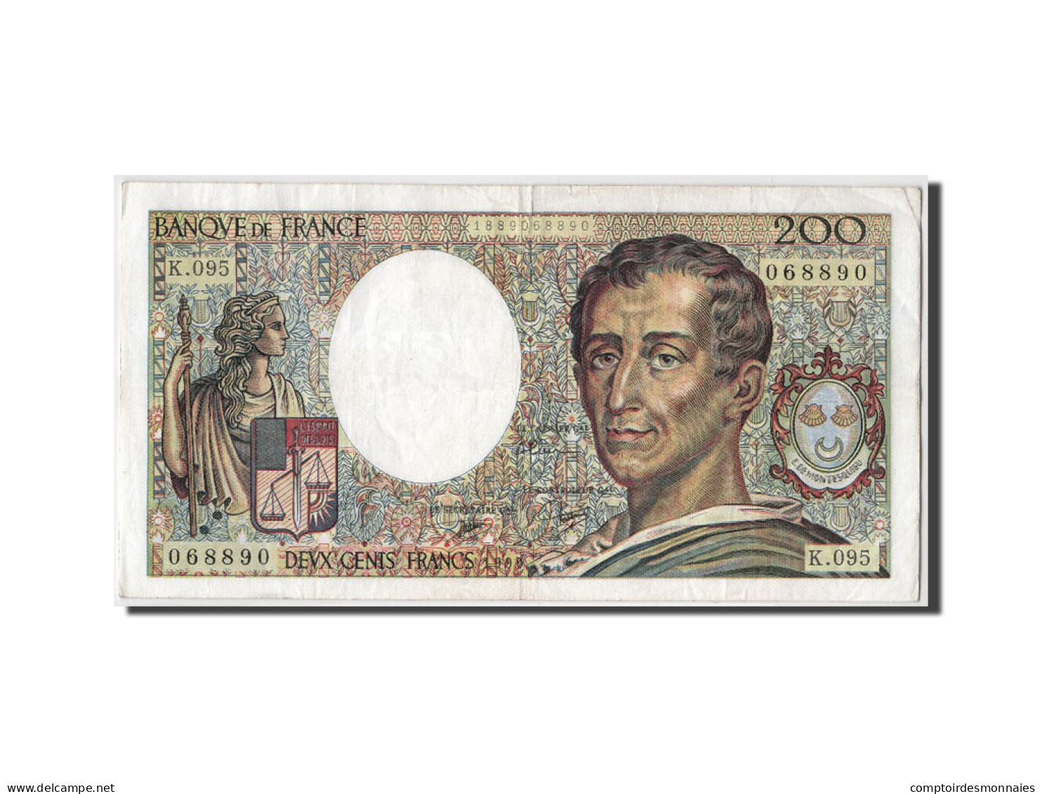 Billet, France, 200 Francs, 200 F 1981-1994 ''Montesquieu'', 1990, TTB+ - 200 F 1981-1994 ''Montesquieu''