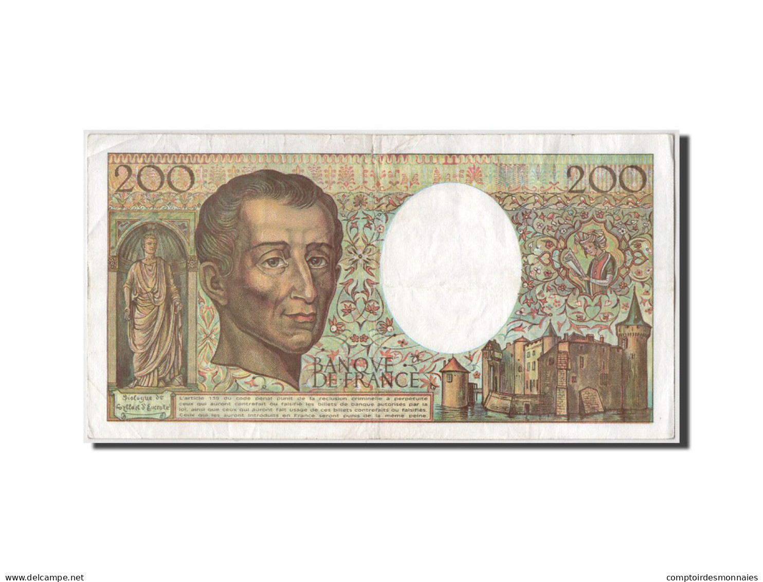 Billet, France, 200 Francs, 200 F 1981-1994 ''Montesquieu'', 1990, TTB+ - 200 F 1981-1994 ''Montesquieu''