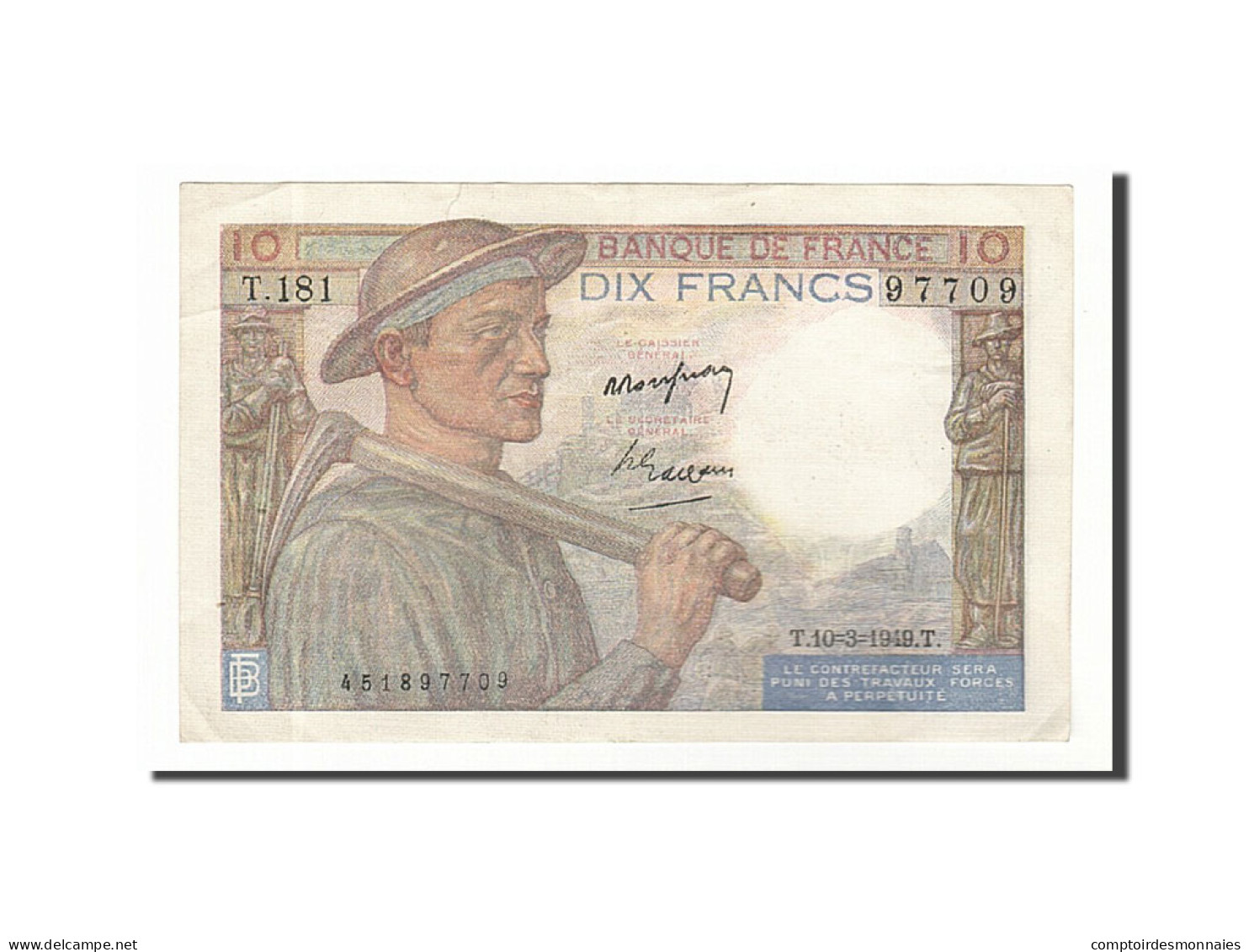 Billet, France, 10 Francs, 10 F 1941-1949 ''Mineur'', 1949, 1949-03-10, SUP - 10 F 1941-1949 ''Mineur''