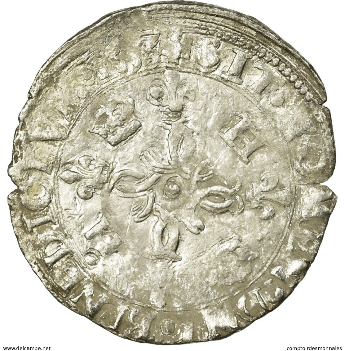 Monnaie, France, Douzain Aux Croissants, 1553, Rouen, TB, Billon, Sombart:4380 - 1547-1559 Heinrich II.