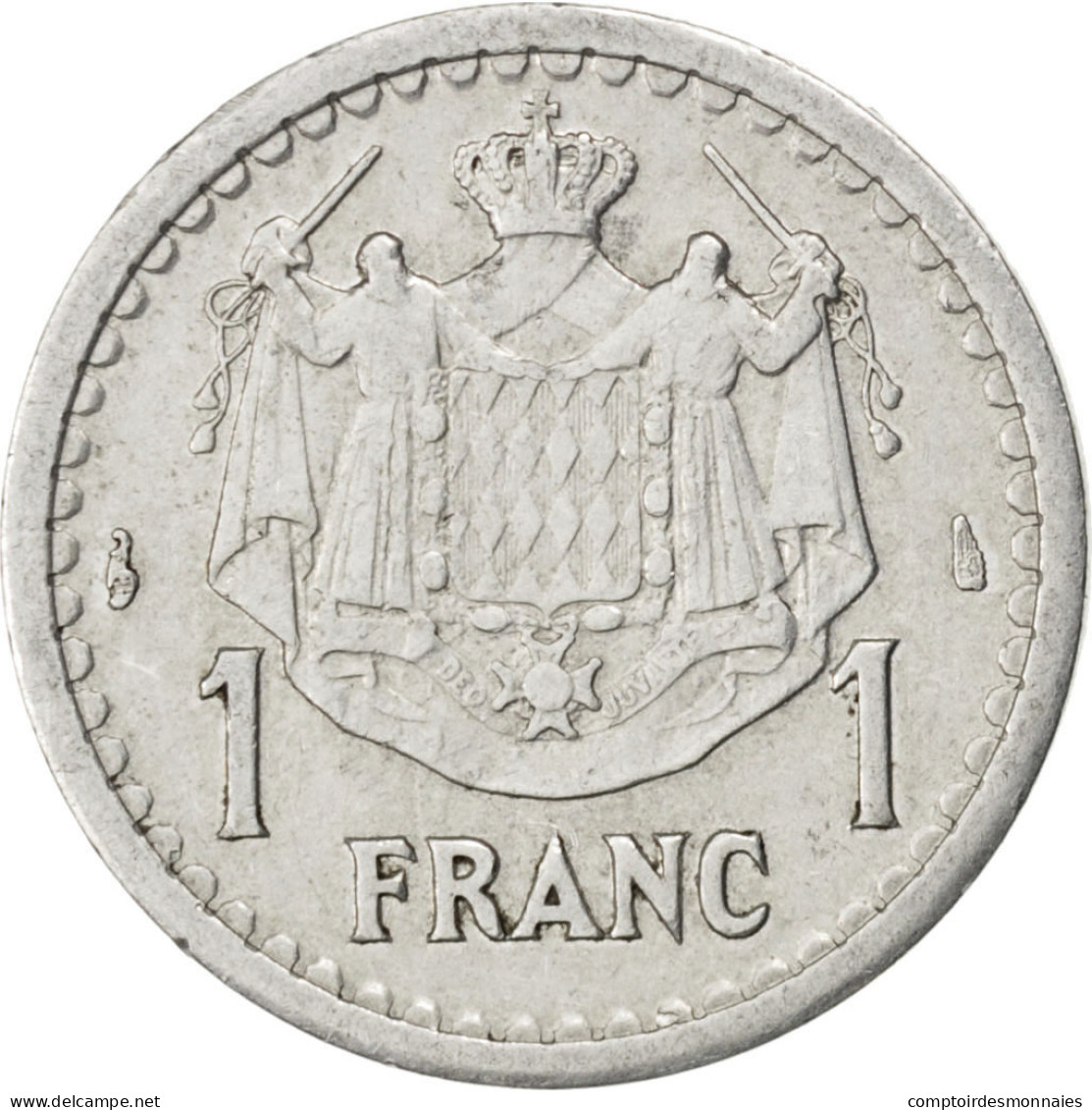 Monnaie, Monaco, Louis II, Franc, 1943, TTB, Aluminium, KM:120, Gadoury:131 - 1922-1949 Louis II