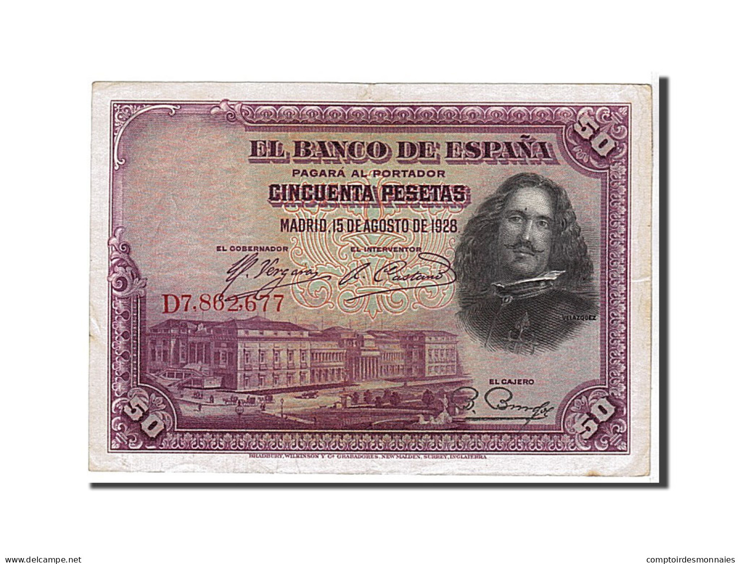 Billet, Espagne, 50 Pesetas, 1928, KM:75b, SUP - 50 Pesetas