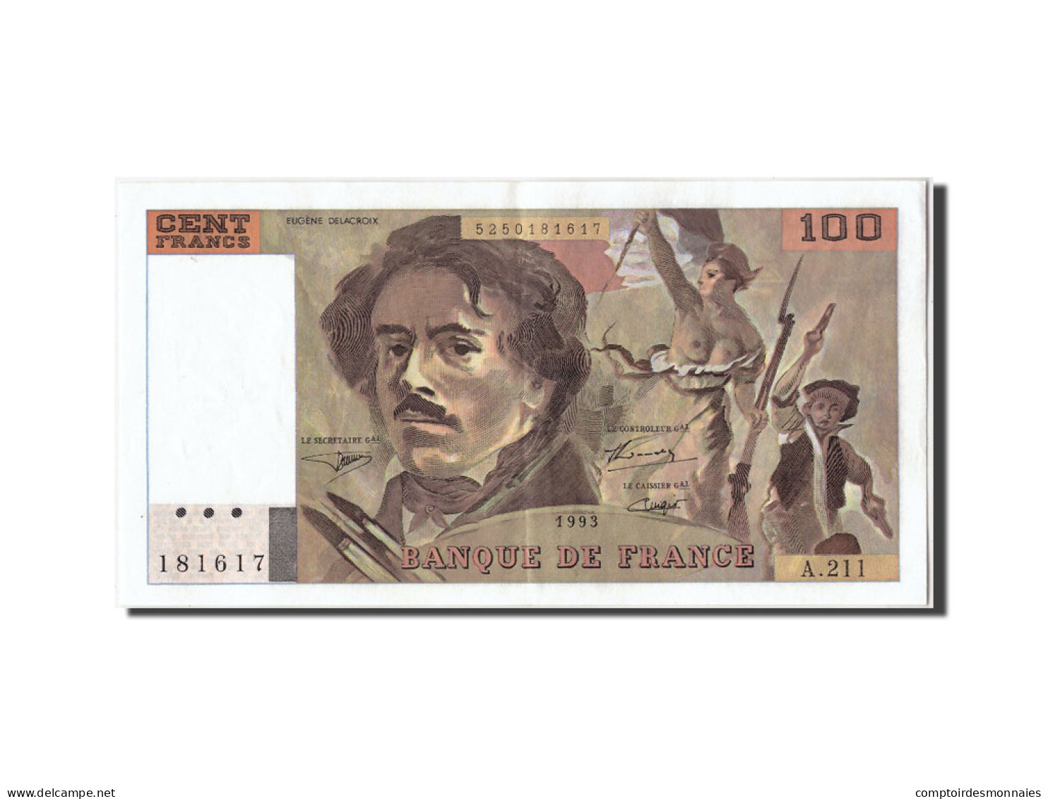 Billet, France, 100 Francs, 100 F 1978-1995 ''Delacroix'', 1993, TTB+ - 100 F 1978-1995 ''Delacroix''