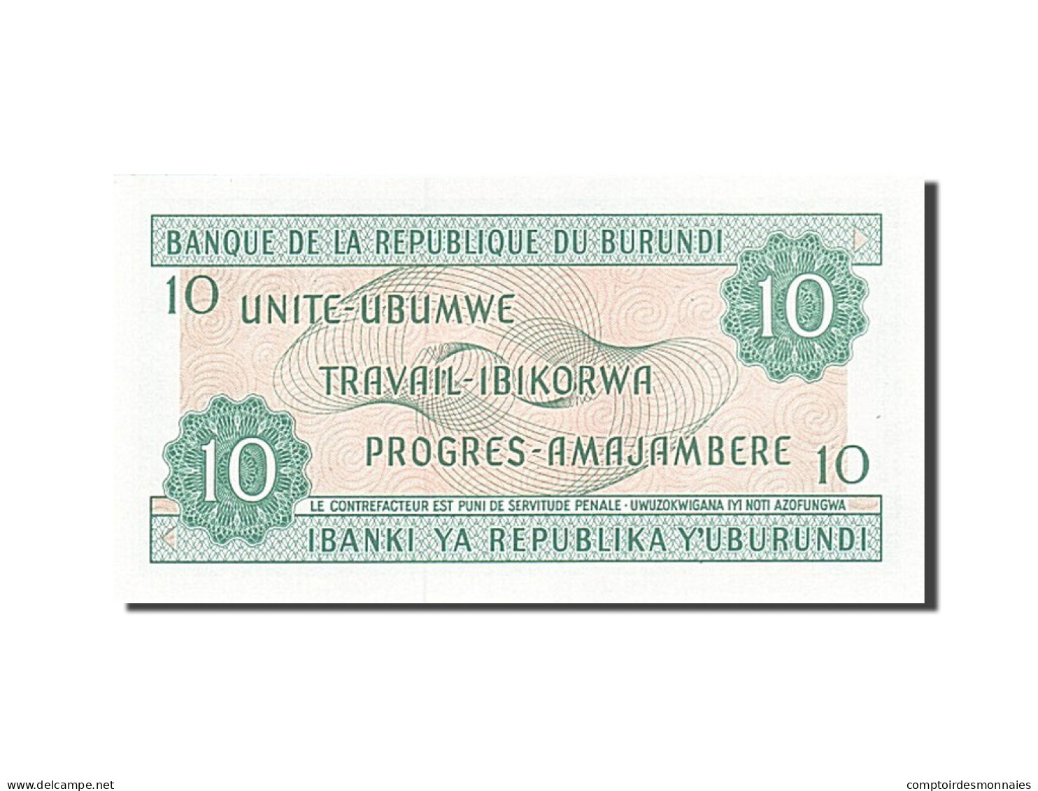 Billet, Burundi, 10 Francs, 1981, 1981-06-01, NEUF - Burundi