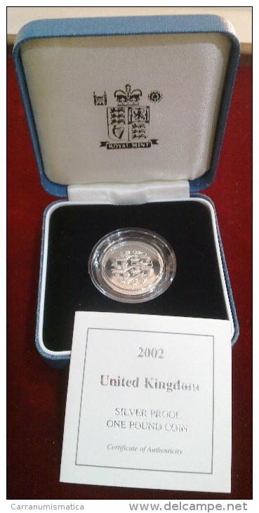 2002 ROYAL MINT THREE LIONS £1 ONE POUND STERLINA SILVER PROOF COIN BOX COA - Mint Sets & Proof Sets