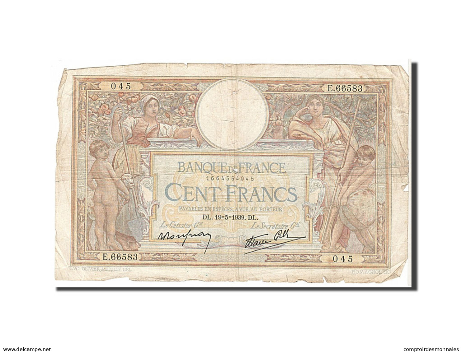 Billet, France, 100 Francs, 100 F 1908-1939 ''Luc Olivier Merson'', 1939, B - 100 F 1908-1939 ''Luc Olivier Merson''
