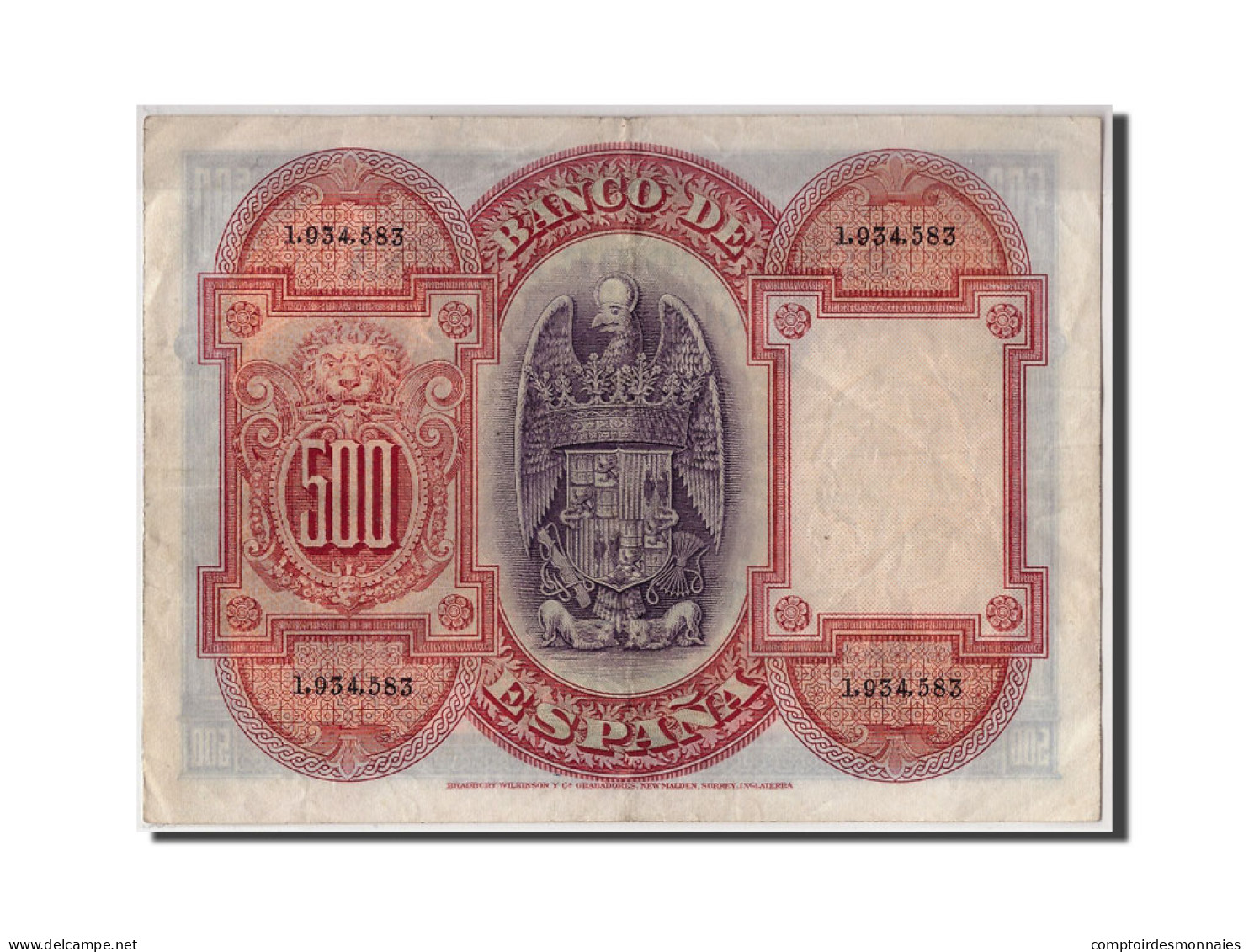 Billet, Espagne, 500 Pesetas, 1927, 1927-07-24, TTB - 500 Pesetas
