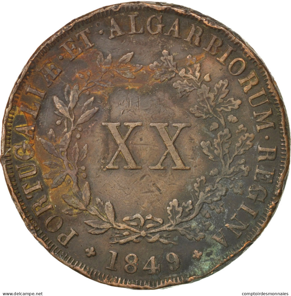 Monnaie, Portugal, Maria II, 20 Reis, 1849, TB, Cuivre, KM:482 - Portugal