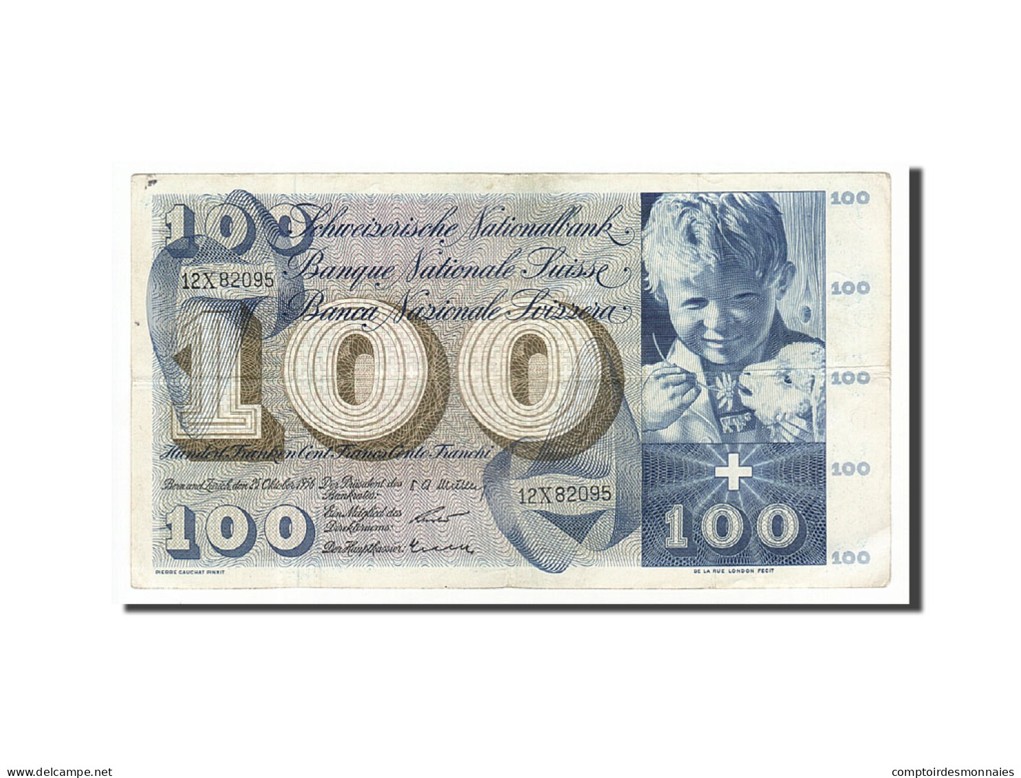 Billet, Suisse, 100 Franken, 1956, 1956-10-25, TTB - Suiza