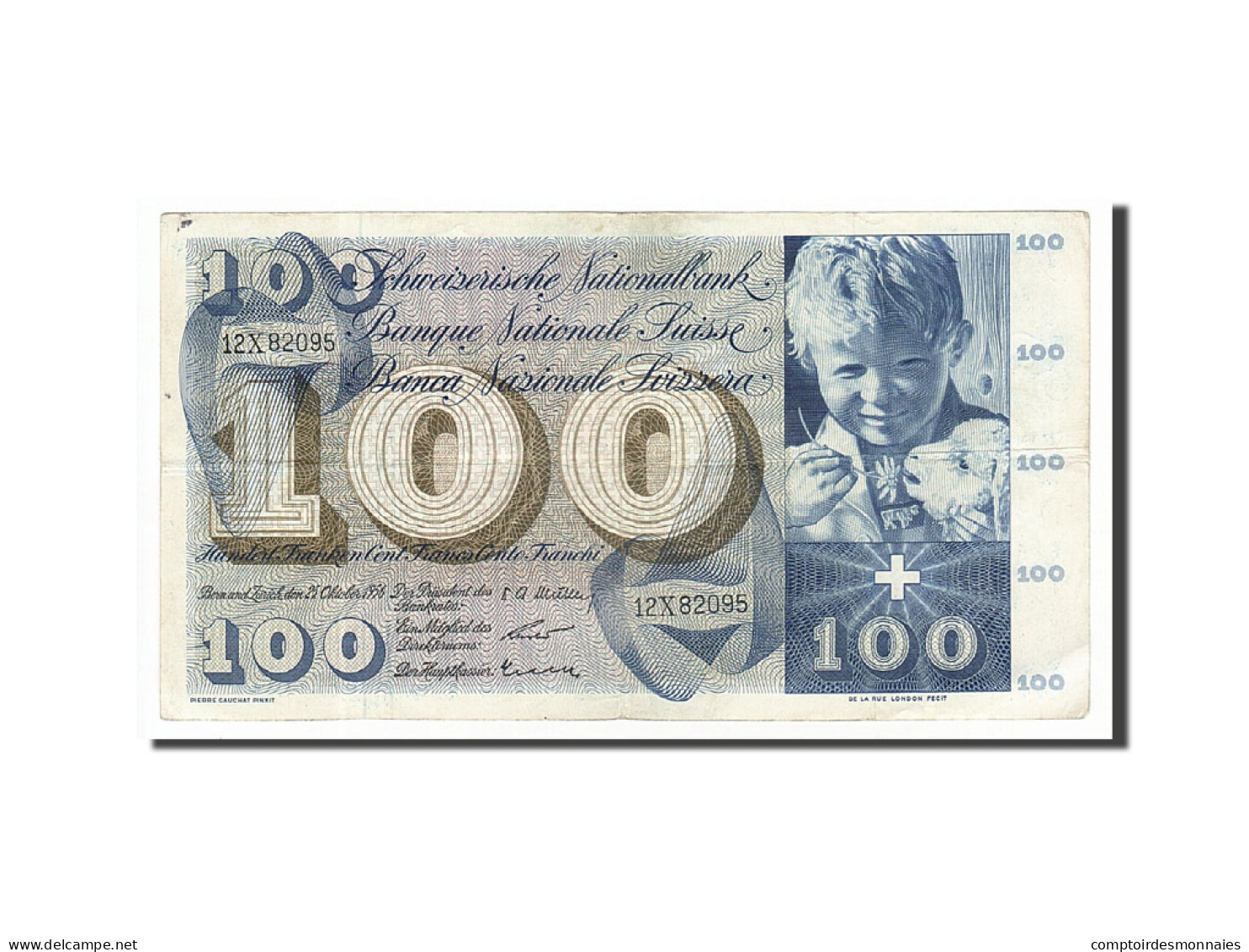 Billet, Suisse, 100 Franken, 1956, 1956-10-25, TTB - Switzerland