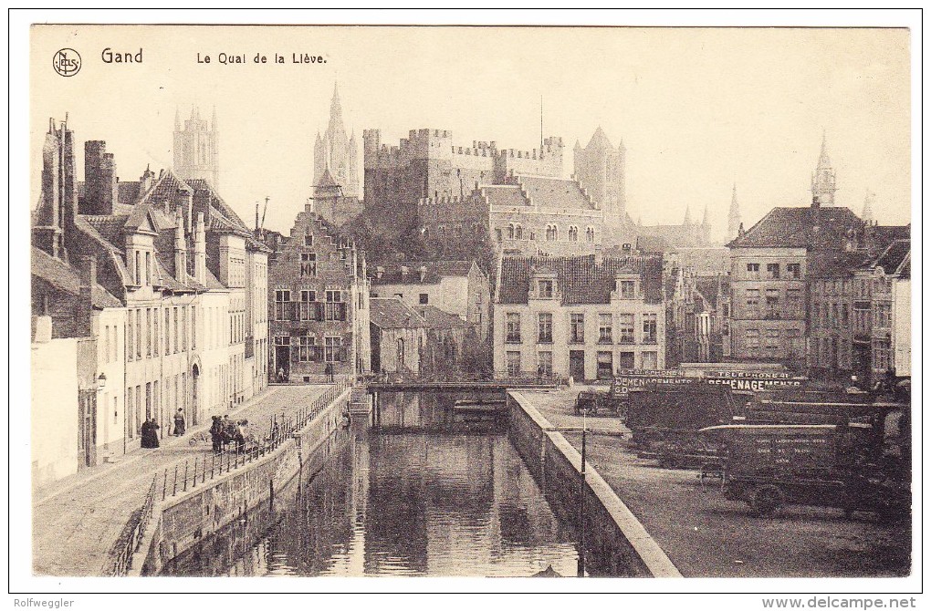 AK B GAND Le Quai De La Liève - Camions De Déménagement -  Exp. 25.4.1915 Pour Hannovre - Ed. Nels - Gent