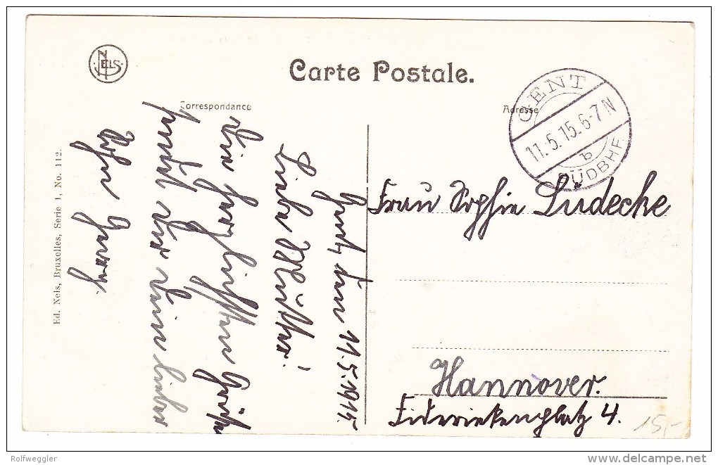 AK B Bruxelles St Gilles - Place Du Parvis Exp De Gent 11.5.1915 Pour Hannovre - St-Gilles - St-Gillis