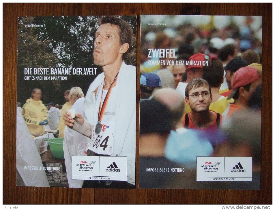 ADIDAS Berlin Marathon Lot De 2 Cartes Postales - Pubblicitari