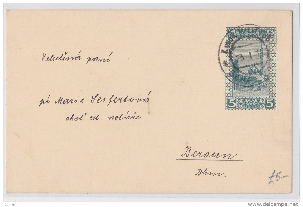 BOSNIE-HERZEGOVINE - BOSNIE-HERZEGOWINA - Entier Postal 1914 - Stationery Post Card Sarajevo To Beroun - Bosnia Herzegovina