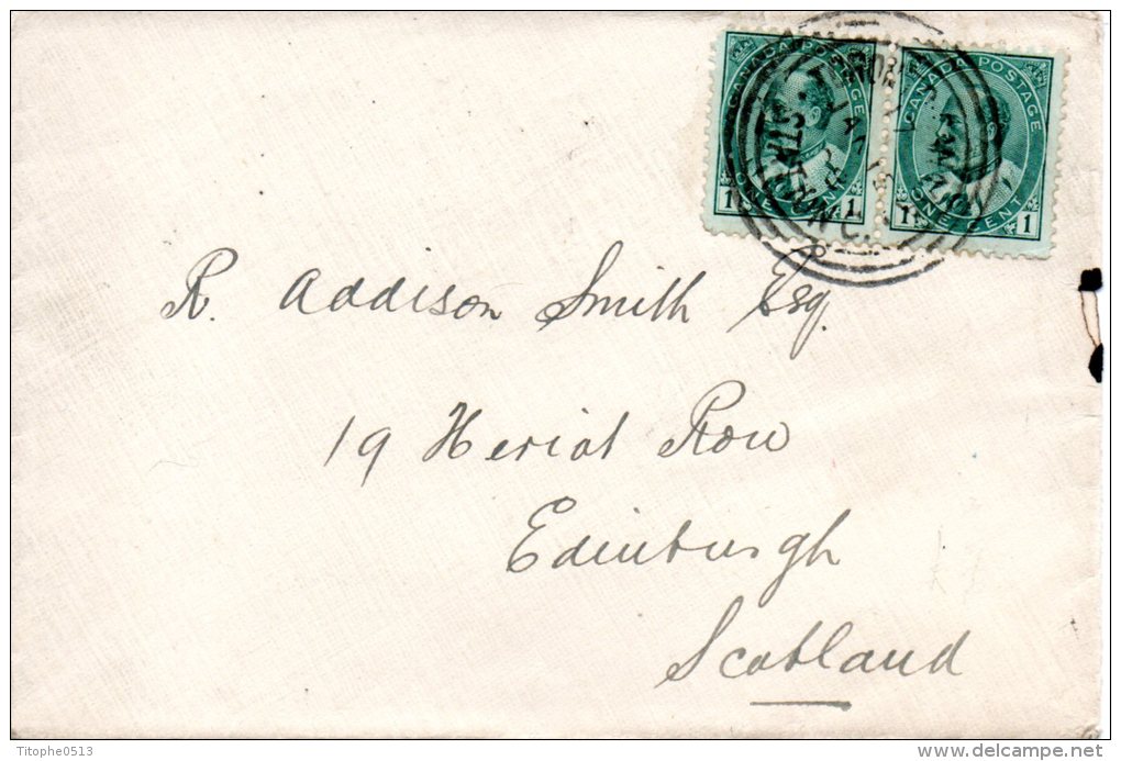 CANADA. N°78 Sur Enveloppe Ayant Circulé En 1908. Edouard VII. - Brieven En Documenten
