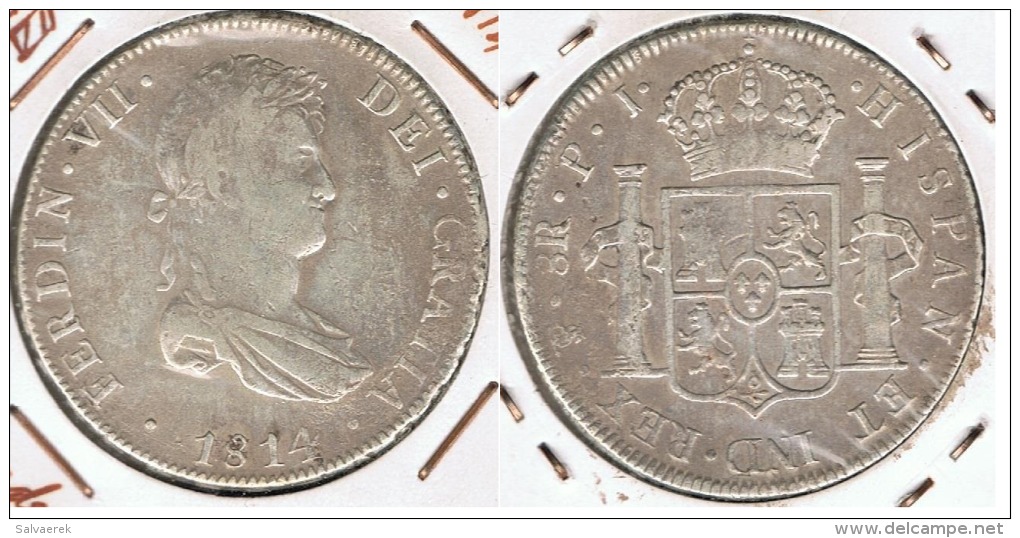 BOLIVIA FERNANDO VII 8 REALES 1814 PLATA SILVER - Bolivia