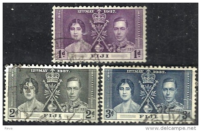 FIJI ISLANDS  CORONATION OF KGVI SET OF 3 MLH 12-05-1937 SUVA POSTMARK ON SG246-48 READ DESCRIPTION !! - Fidji (...-1970)