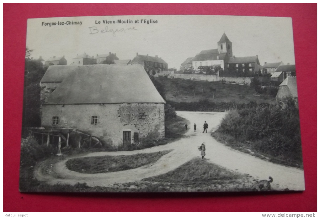 Cp Forges Lez Chimay Le Vieux Moulin Et L'eglise - Chimay