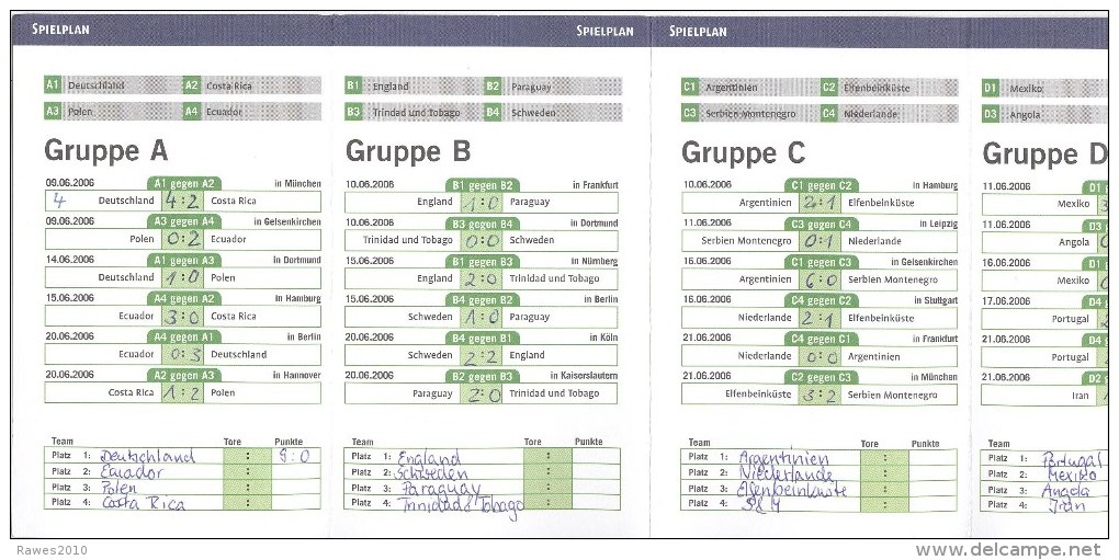 Deutschland 2006 Fussball-Weltmeisterschaft Der WM-Spielplan DOZ Verlag Heidelberg - Deportes