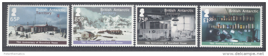 BRITISH ANTARCTIC TERRITORY ,2013,MNH, BRANSFILED HOUSE, PENGUINS, ANTRACTIC SCENERY, PHOTOS, 4v - Research Stations