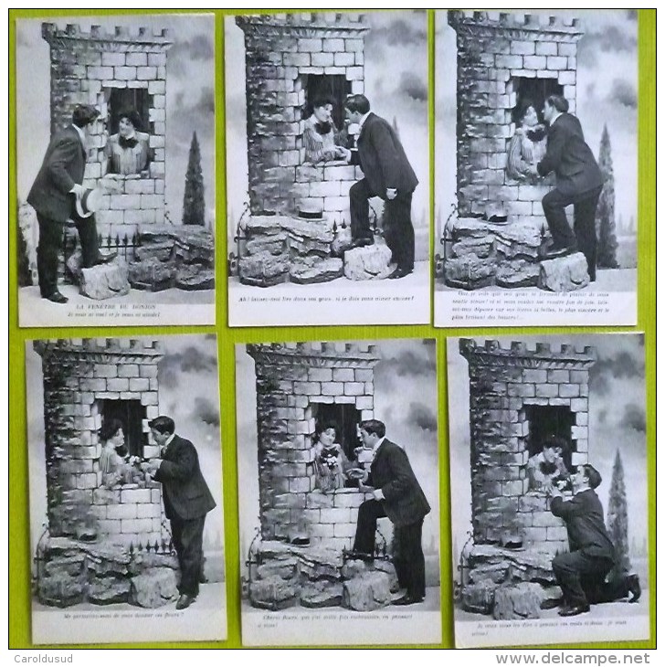 Cpa  Serie Lot 6x Photo Montage Scolik ? Bergeret ? Couple FAUST Bouquet  MARGUERITE Decor Fenetre Du Donjon  +-1910 - Sammlungen & Sammellose