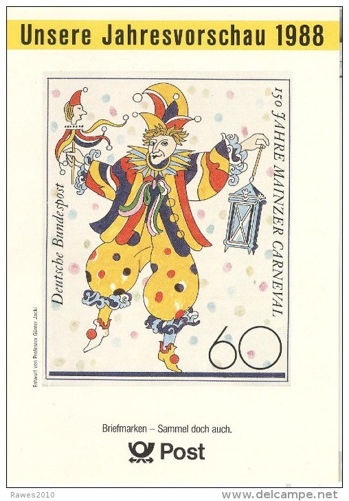 BRD Bonn Deutsche Bundespost Unsere Jahresvorschau 1988 Abbildung Mi. 1349 150 Jahre Karneval Mainz - Amministrazioni Postali