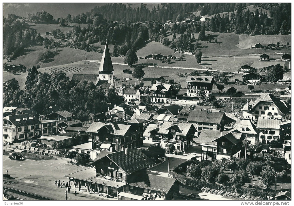 CPSM SUISSE SAANEN BELLE VUE AERIENNE LA GARE - Autres & Non Classés