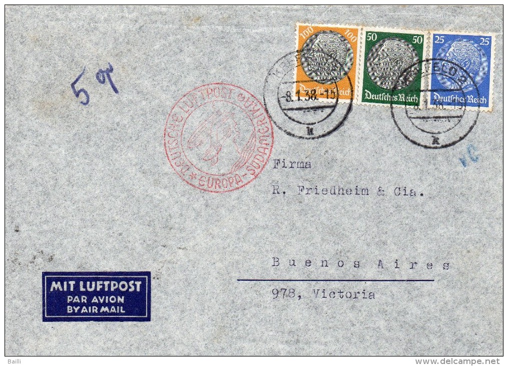 ALLEMAGNE LETTRE POUR L'ARGENTINE 1938 - Altri & Non Classificati