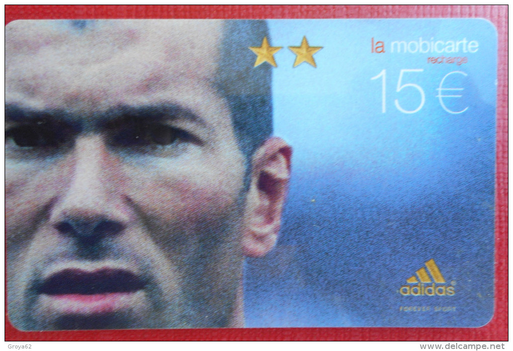 Lot De 2 Télécartes Mobicarte FOOTBALL Equipe De France  ZIDANE Et CANDELA (ADIDAS) - Sport