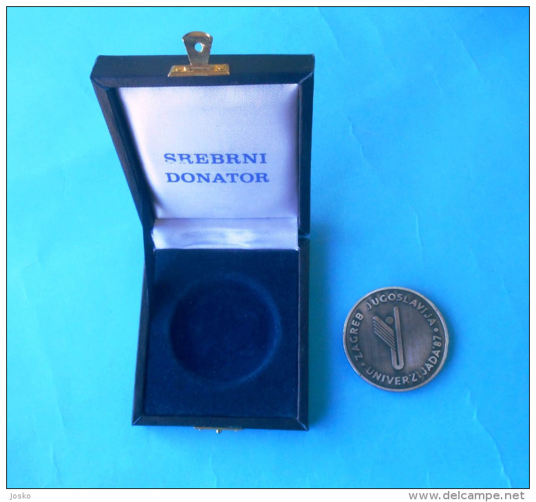 ZAGREB SUMMER UNIVERSIADE 1987 (FISU) * Official Silver Plated Medal In Box For SILVER DONOR * Universiadi Universiada - Uniformes Recordatorios & Misc