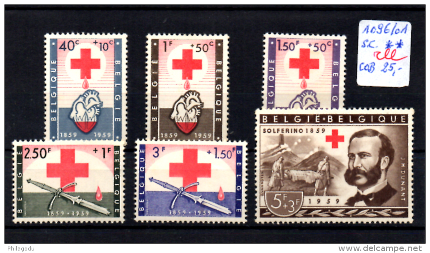 Croix-Rouge, Henri Dunant, 1096 / 1101**, Cote 27,50 €, - Nuevos