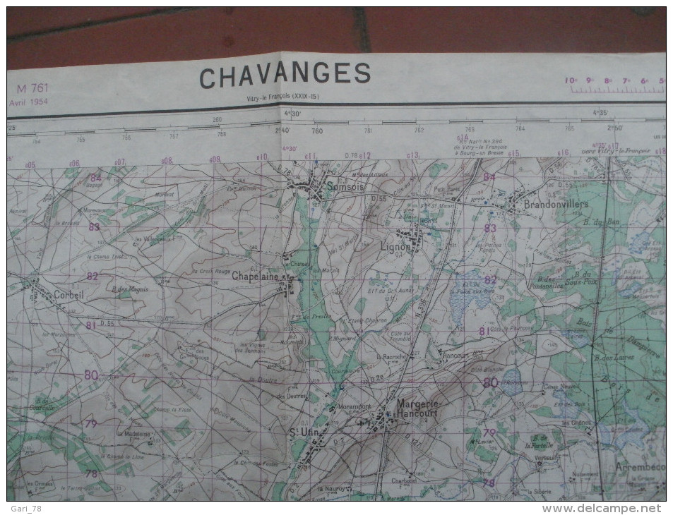 Carte Au 50 000e CHAVANGES Publié Par L'Institut Géographique National - Topographical Maps